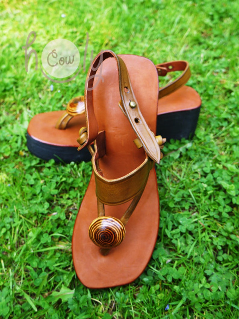 Handmade Brown Leather Platform Sandals Brown Leather - Etsy