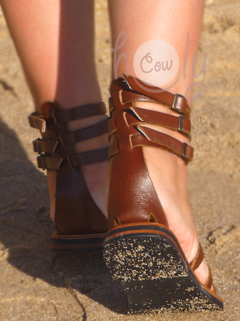 Womens Handmade Brown Leather Gladiator Sandals Womens Etsy