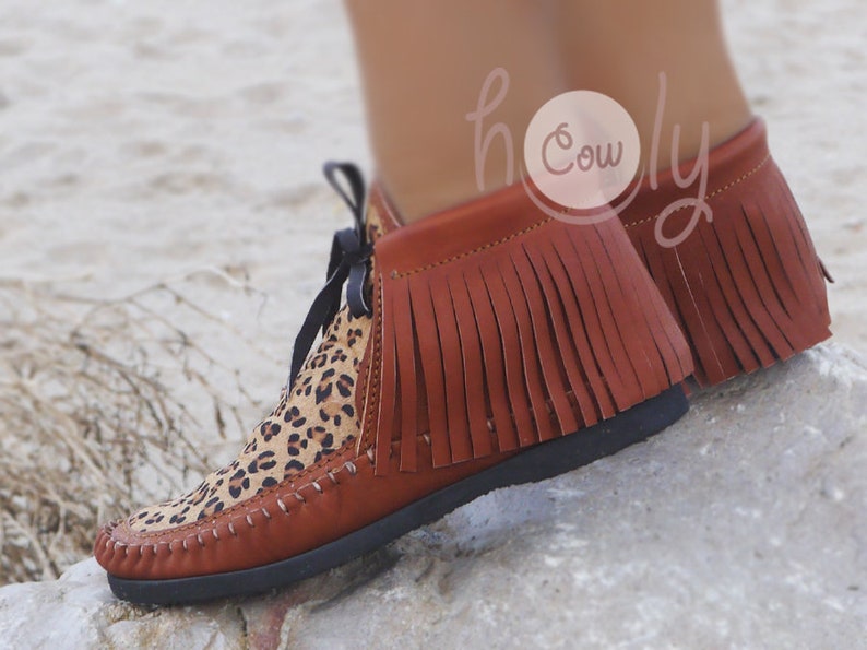 Hand Stitched Brown Leather Moccasins Brown Moccasin Boots Etsy