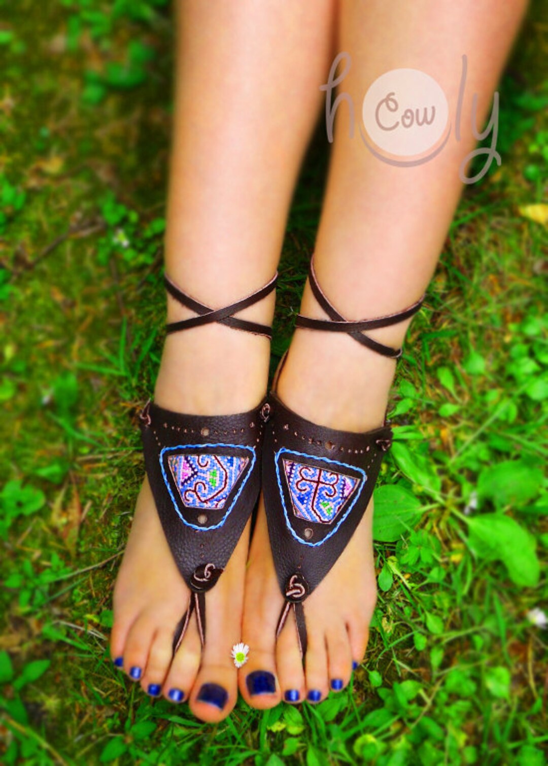 Handmade Tribal Hmong Barefoot Sandals, Leather Sandals, Barefoot