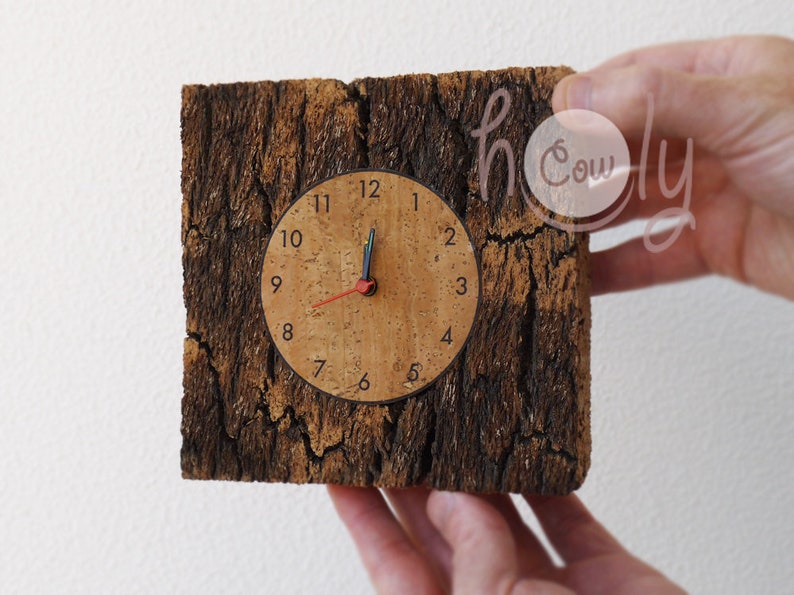 Small Square Natural Eco Friendly Cork Clock Rustic Clock Etsy