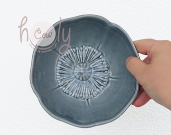 Handmade Ceramic Flower Bowl, Gray Pottery Dish, Colorful Ceramics