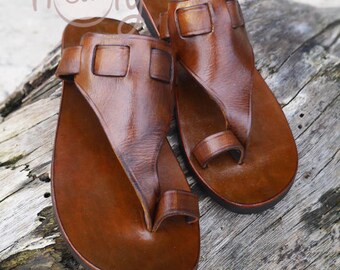Sandalias de cuero hechas a mano Sandalias de cuero marrón | Etsy México