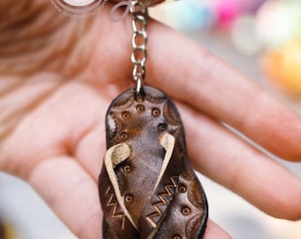 Handmade Leather Sandal Key Ring, Keychain, Key fob, Sandal Key Ring, Leather Sandal, Keyring, Hippie Keychain, Hippie Key Ring, Leather