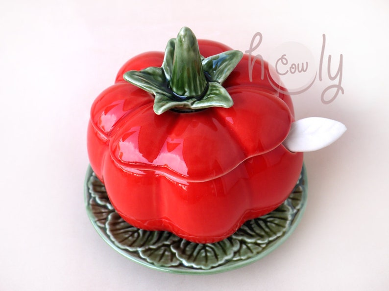 Handmade Ceramic Tomato Bowl With Cabbage Leaf Plate, Ceramic Bowl, Ceramic Plate, Cabbage Leaf Plate, Tomato Bowl, Ceramic Leaf Plate image 3