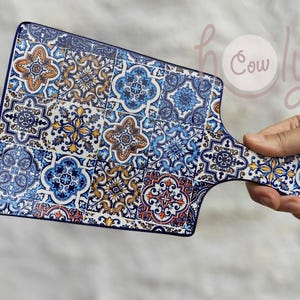Handmade Ceramic Platter With Decorative Portuguese Tiles