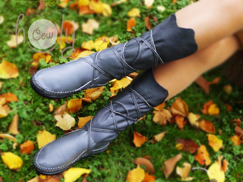 gray moccasin boots