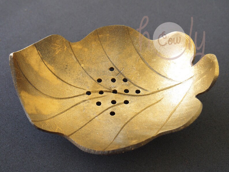 Gold Coconut Shell Leaf Soap Dish Rustic Soap Dish Leaf Soap Etsy