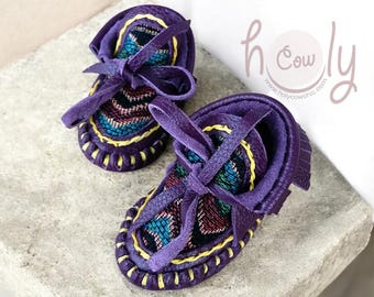 Purple Leather Baby Moccasins, Baby Moccasins, Toddler Moccasins, Infant Moccasins, New Mom Gift, Baby Shower Gift, Baby Shower Girl, Shoes