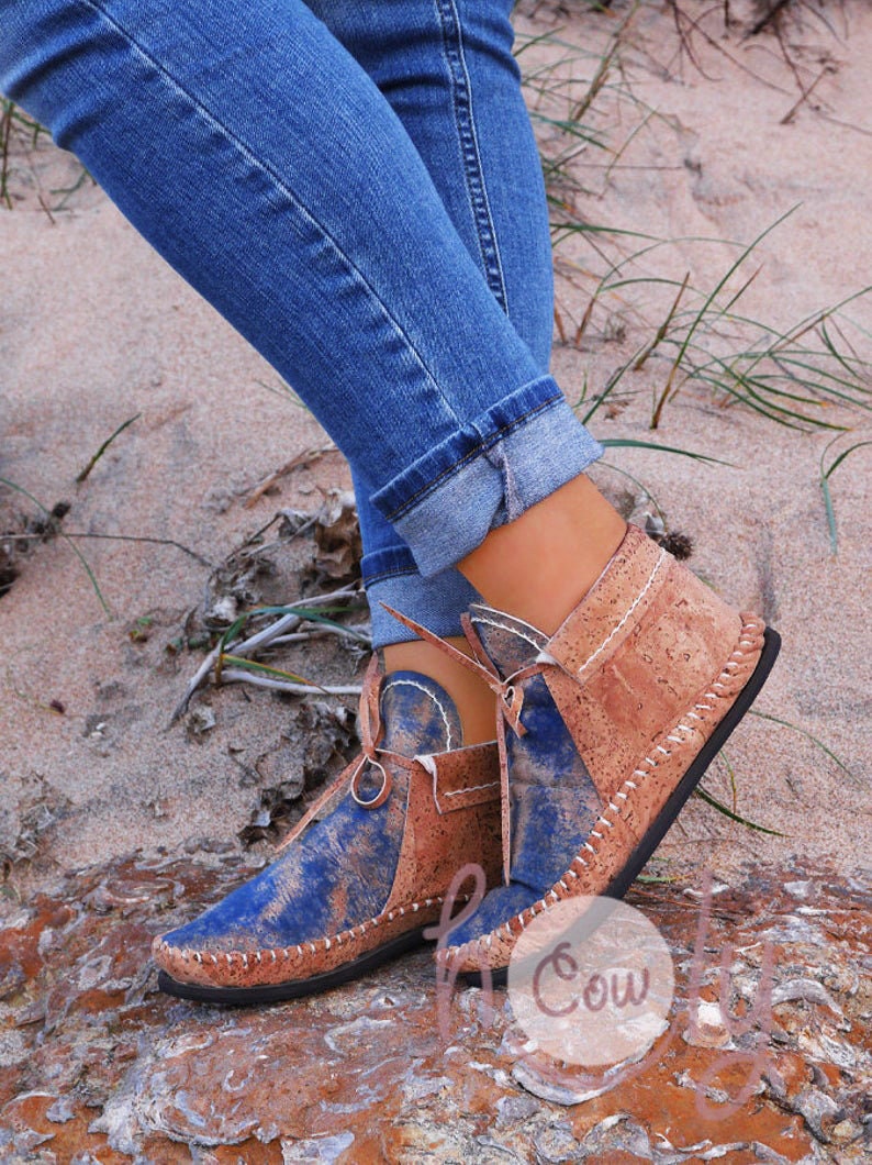 Eco Friendly Vegan Moccasins Made From Cork Vegan Shoes Cork Etsy