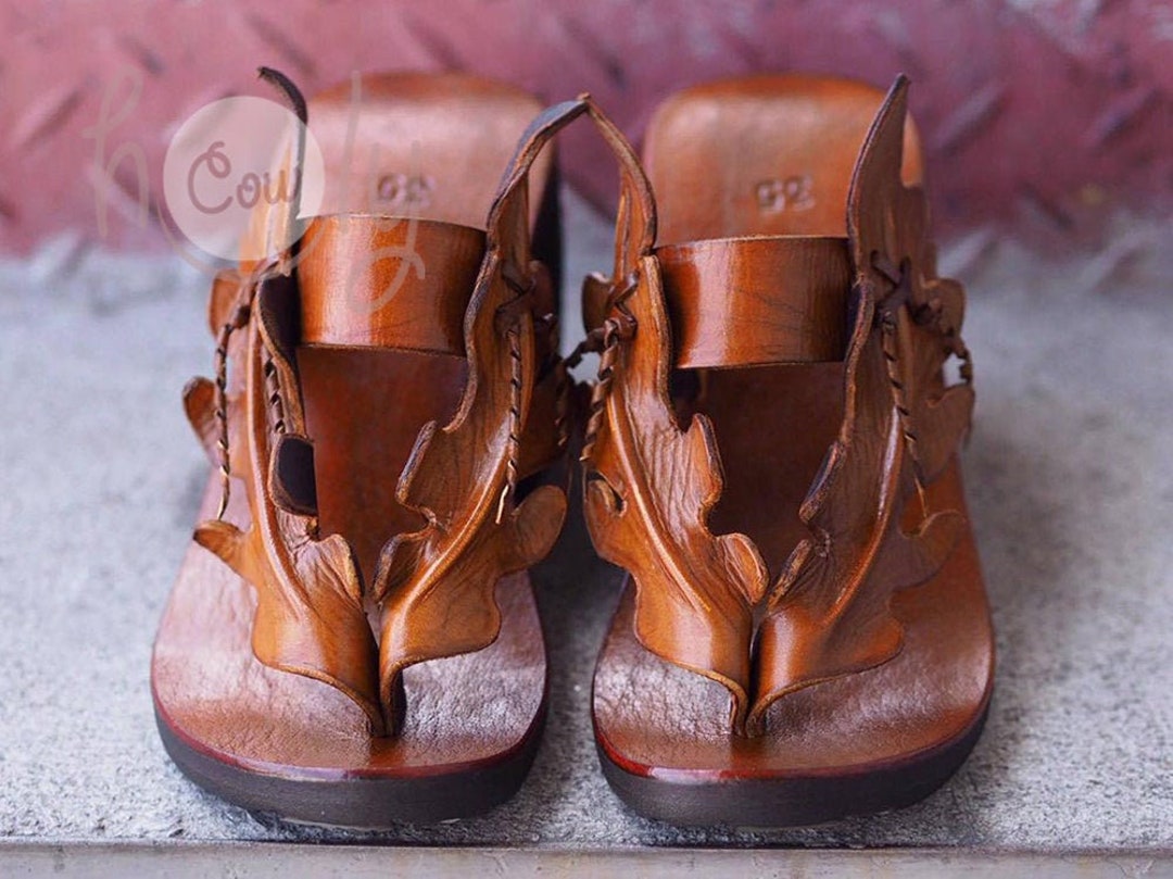 Handmade Brown Leather Platform Sandals, Brown Leather Sandals, Womens ...