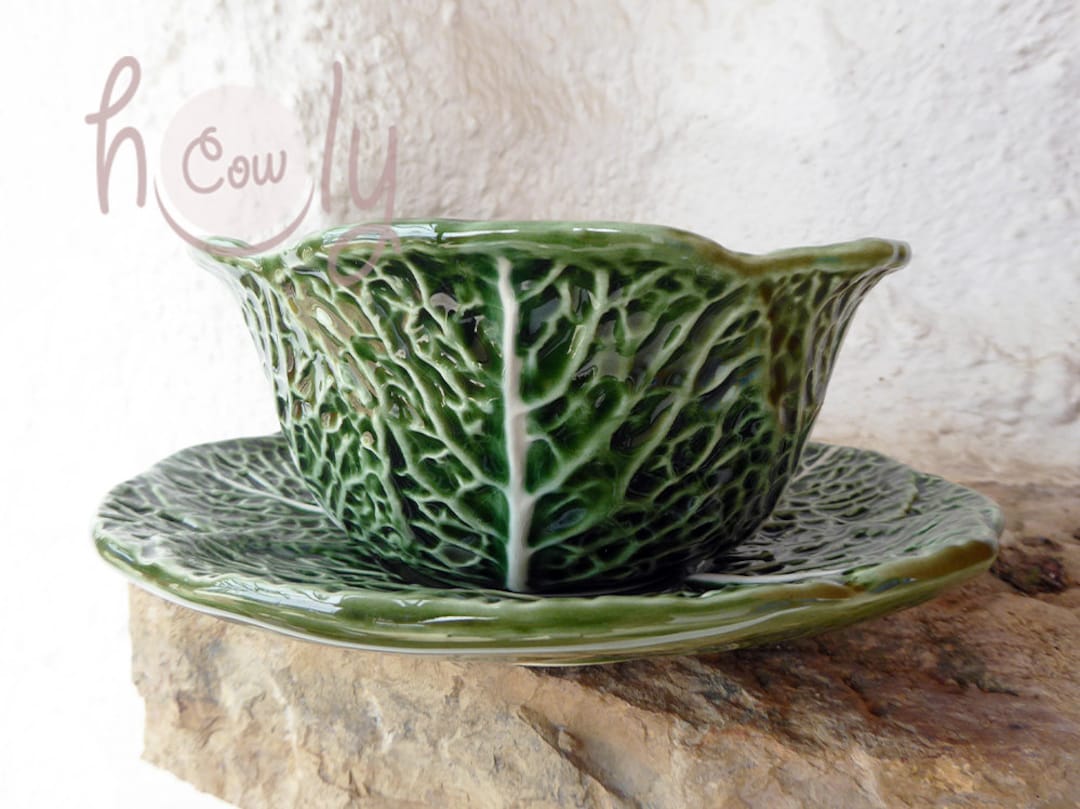 Handmade Ceramic Cabbage Leaf Bowl, Cabbage Leaf Plate, Cabbage Leaf