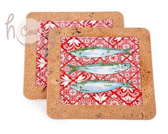 Juego de 2 salvamanteles decorativos de cerámica con base de corcho, 2 soportes para platos calientes, 2 soportes para placas calientes, salvamanteles de cerámica, salvamanteles de cerámica