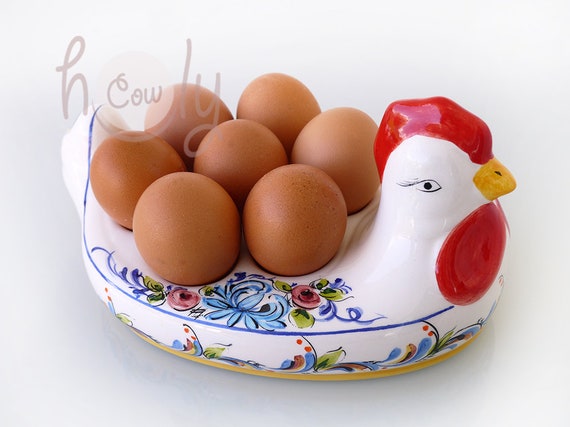 Hand Painted Colorful Ceramic Chicken Egg Holder 