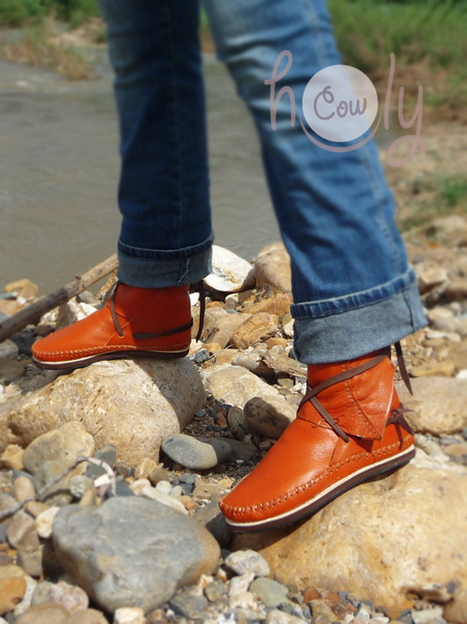 CC Moccasins Yellow Orange Suede And Fleece