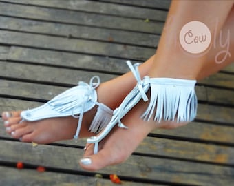 Sandalias descalzas de cuero blanco, sandalias de cuero, sandalias hechas a mano, sandalias de mujer, sandalias de hombre, sandalias descalzas, sandalias de cuero blanco