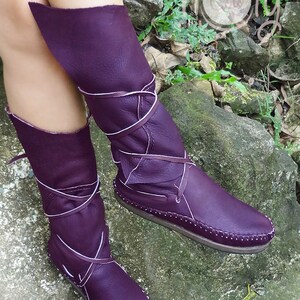 Purple Leather Moccasins, Moccasins Women, Moccasins, Moccasins Men, Moccasin Boots, Womens Moccasins, Leather Moccasins, Womens Boots image 1