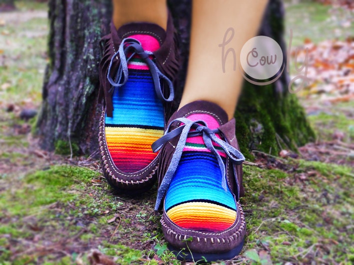 Brown Leather Serape Moccasins Moccasin Boots Womens - Etsy Ireland