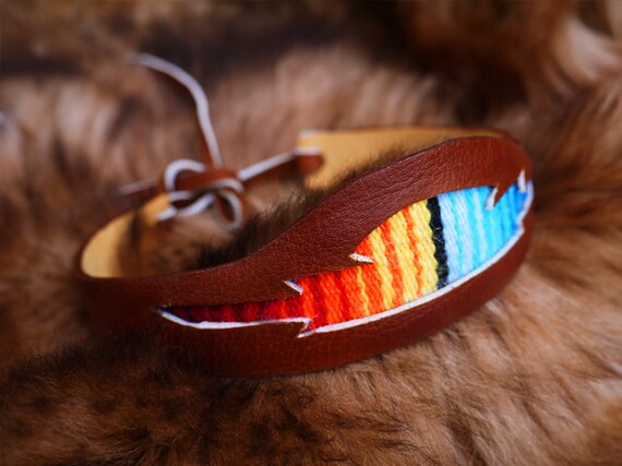 Handmade Leather Headband, Leather Headband, Hippie Serape  display picture 1