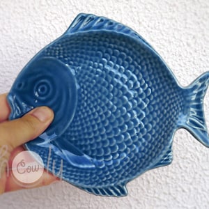 Handmade Small Ceramic Fish Dish, Fish Plate, Ceramic Fish Plate, Fish Bowl, Small Ceramic Dish, Fish Ceramics, Fish, Blue Ceramic Plate