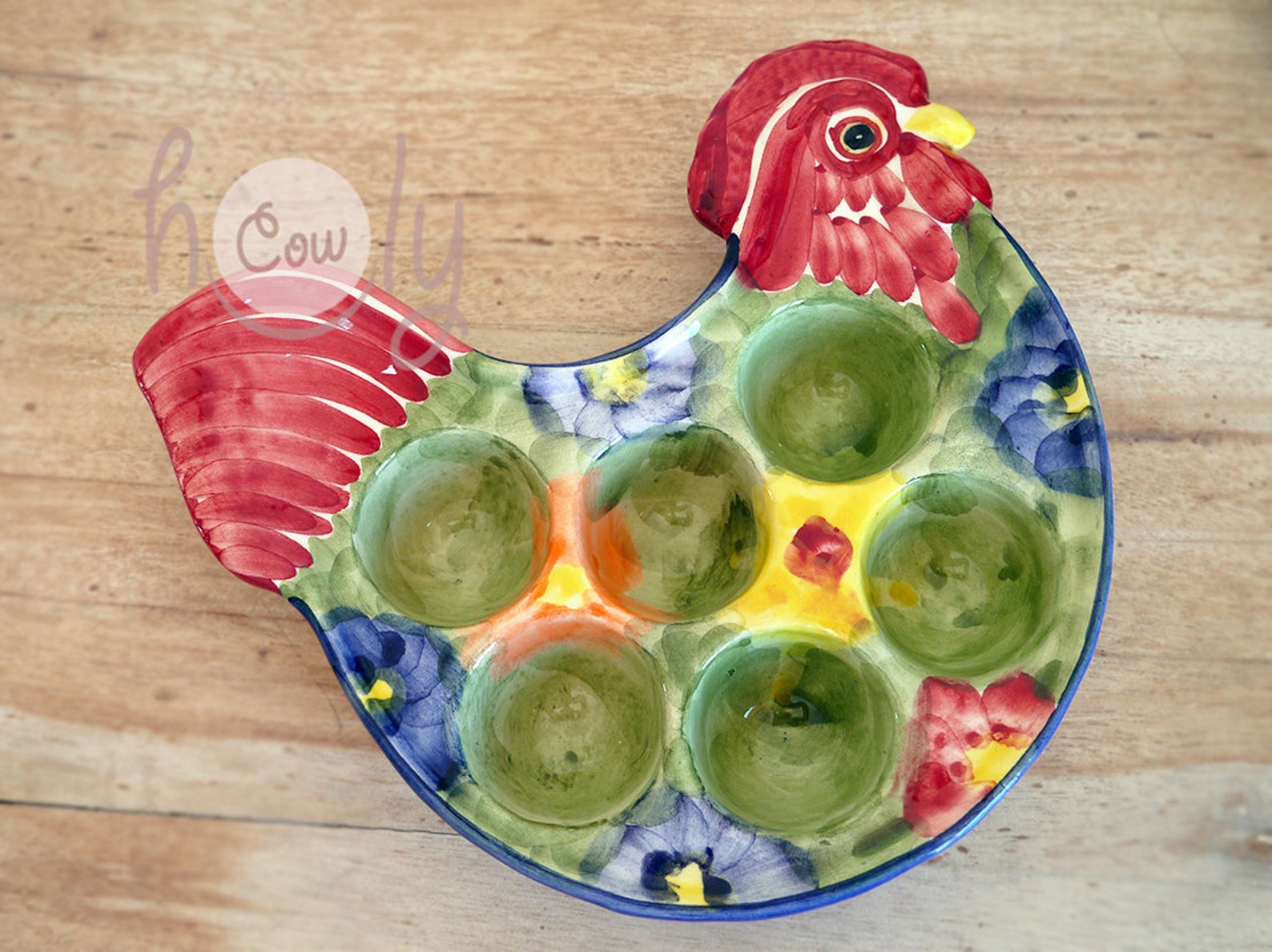 Hand Painted Colorful Ceramic Chicken Egg Holder Etsy