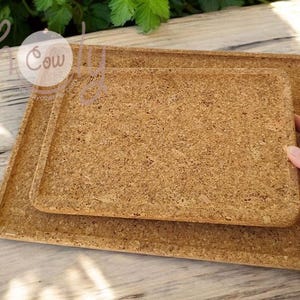 Bandeja rectangular de corcho natural, hecha a mano y ecológica. Bandeja rústica de corcho. Bandeja natural. Bandeja ecológica. ENVÍO GRATIS.
