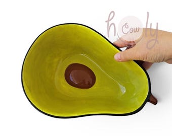 Handgemaakte keramische avocadokom, kleurrijk handgemaakt guacamolebord
