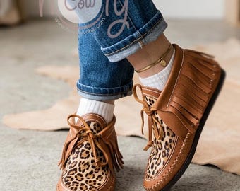 Mocasines de piel marrón con estampado de leopardo, botas mocasín marrones, mocasines de mujer, mocasines de piel, mocasines hippies, botas vaqueras