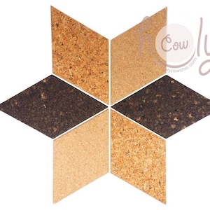 Eco Friendly Sustainable Hypoallergenic Decorative Natural Diamond Cork Message Wall Tiles 8mm Thick, Price For 6 Tiles, FREE SHIPPING