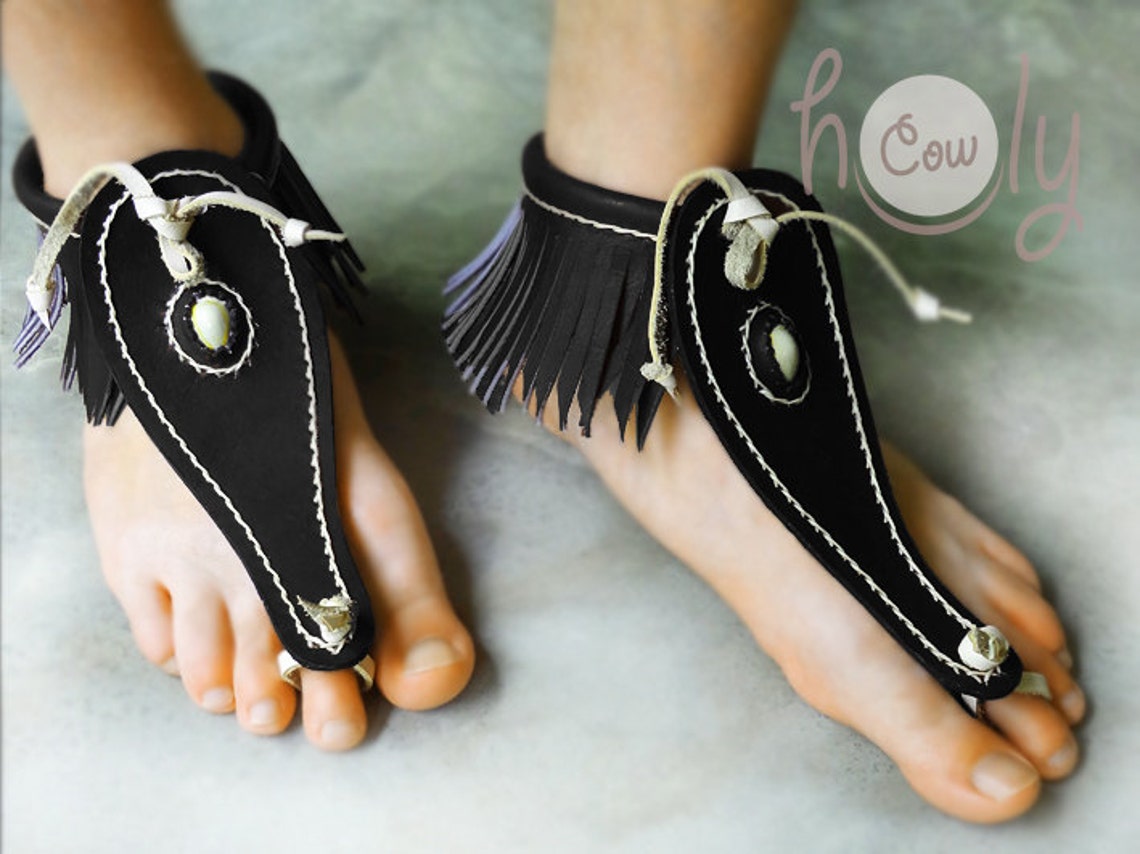 Black Leather Barefoot Sandals Leather Sandals Mens Sandals Etsy