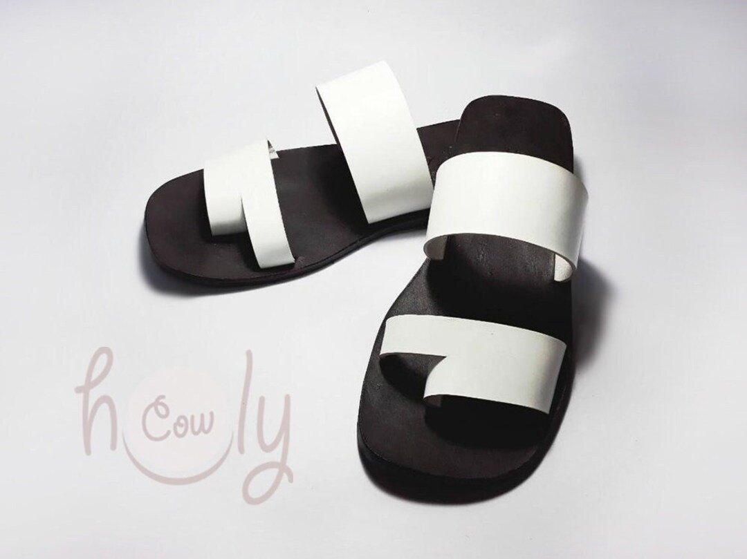 white leather sandals