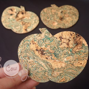 Set of Three Apple Cork Coasters, Coasters, Natural Coasters, Cork Coasters, Eco Coasters, Rustic Coasters, Apple Coasters, FREE SHIPPING