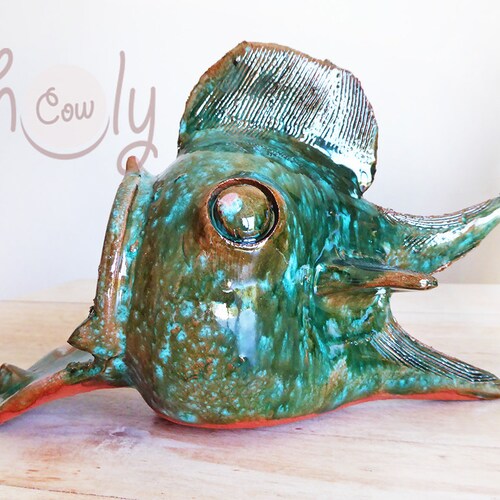 Hand Crafted Decorative Ceramic shops Open Mouth Fish