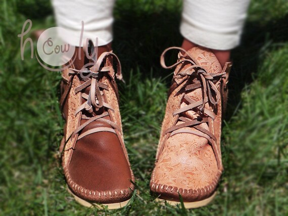 Brown Leather Moccasins Leather Boots 