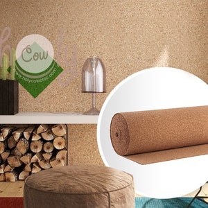Natural Cork Roll 20 inches Wide x 0.08 inches Thick Available In Various Lengths For Wall Decor, Message Or Bulletin Board, Cork Wallpaper