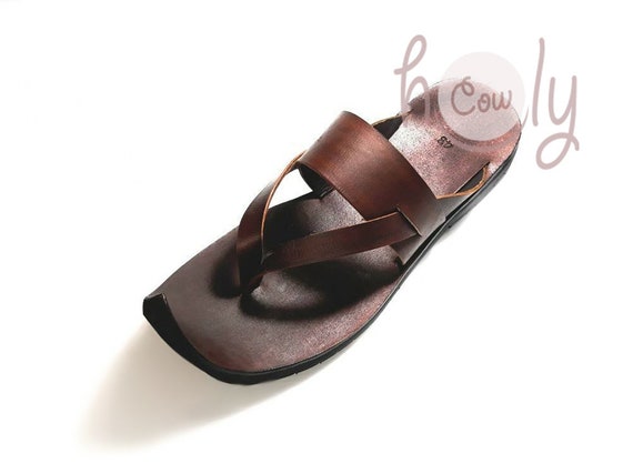 ハンドメイド サンダル ブラウン ブラック ハンドメイドのブラウンレザーサンダル、レディースサンダル、メンズ