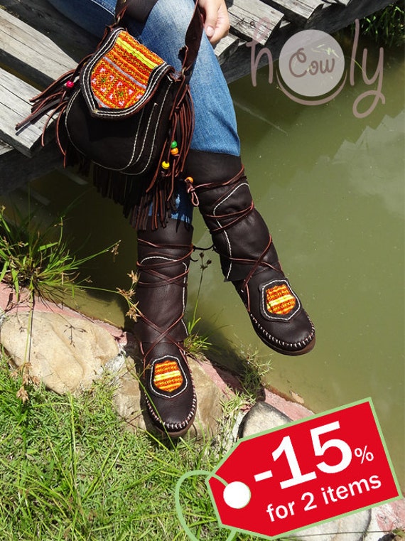 Hippie moccasin boots deals