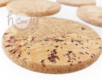 Set of Six Handmade Circular Natural Cork Coasters 6mm Thick, Natural Coasters, Eco Friendly Brown Coasters, Rustic Coasters, Eco Coasters