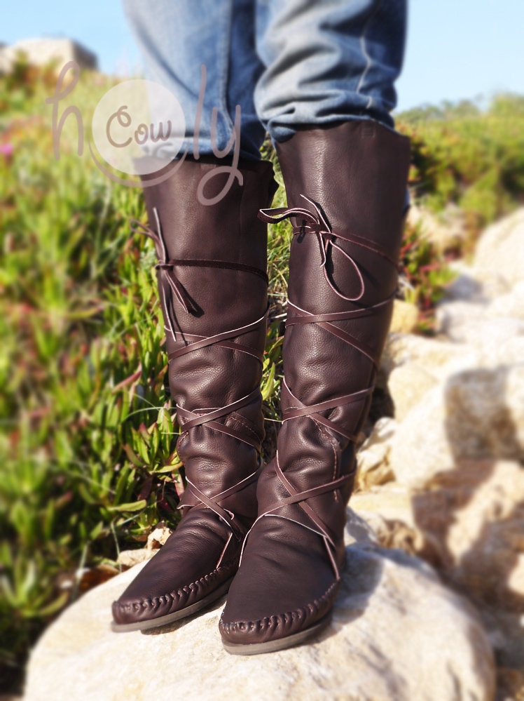 Knee High Brown Leather Boots Knee High Womens Boots Knee - Etsy