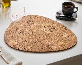 Set de table en liège en forme de médiator, résistant à l'eau, vaisselle écologique