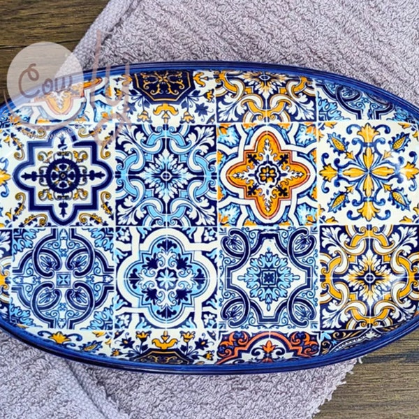 Hand Painted Ceramic Portuguese Tiles Side Dish Serving Bowl, FREE SHIPPING