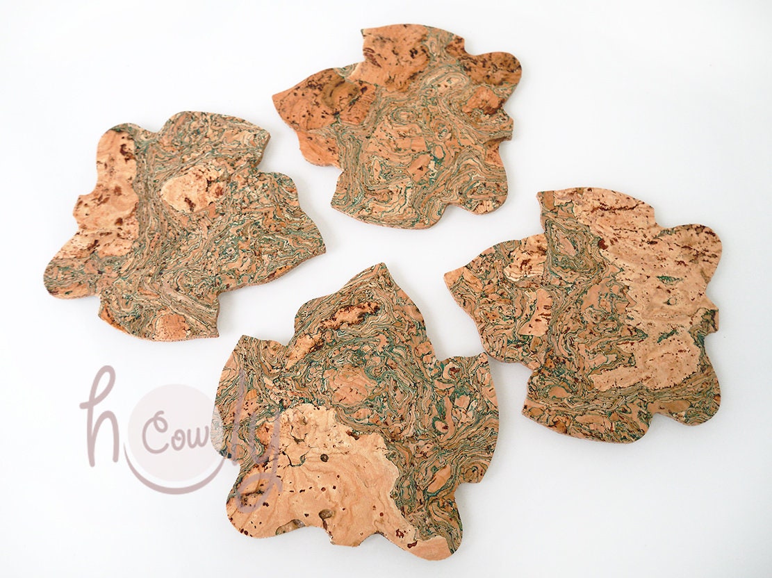 1 Dessous De Verre Rond – Pierre Émeraude Verte Non Coupée En Liège MDF Brillant Accessoire #3328