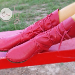 Moccasin, Red Moccasins, Moccasin Boots, Womens Moccasins, Leather Moccasins, Leather Boots, Mens Moccasins, Womens Boots, Red Leather Boots image 1