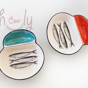 Handmade Ceramic Olive Dish With 3 Fish Sardines