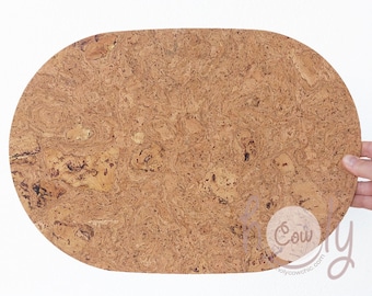 Manteles individuales ovalados grandes de corcho natural, ecológicos y hechos a mano, manteles individuales ovalados naturales, manteles individuales rústicos, manteles individuales ovalados de corcho, regalo para una casa nueva