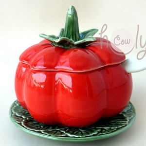 Handmade Ceramic Tomato Bowl With Cabbage Leaf Plate, Ceramic Bowl, Ceramic Plate, Cabbage Leaf Plate, Tomato Bowl, Ceramic Leaf Plate image 1