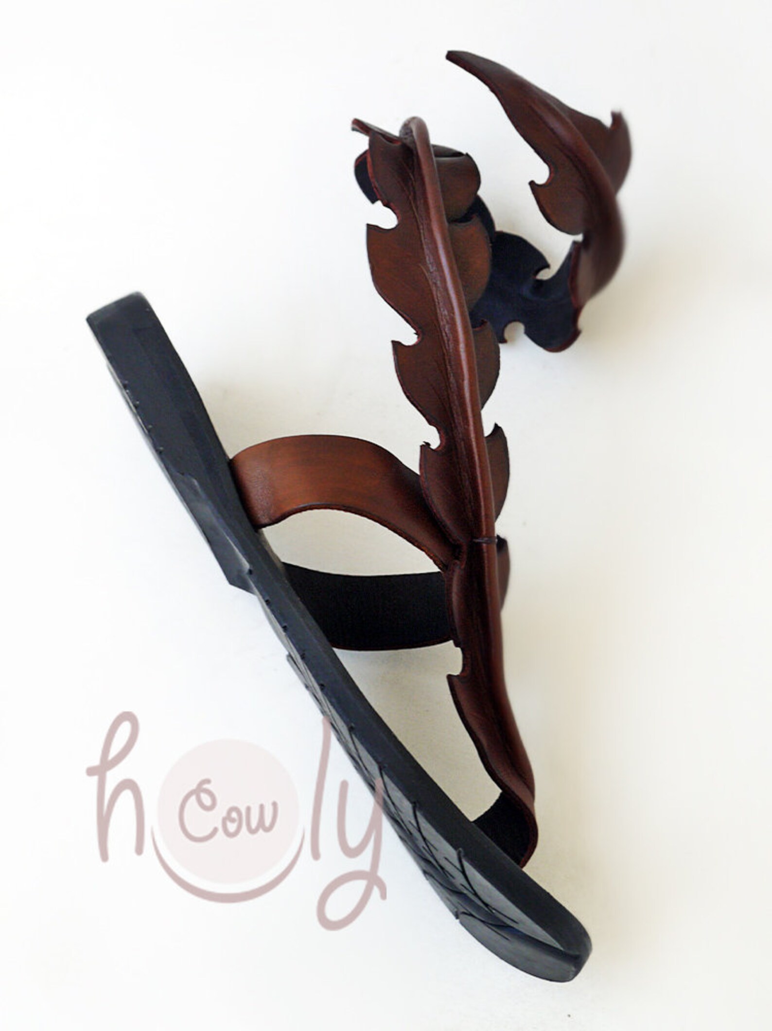 Handmade Brown Leather Leaf Sandals Womens Sandals Leather Etsy