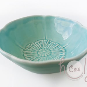 Handmade Ceramic Mint Flower Bowl Also Available In All Colors, Ceramic Bowl, Flower Bowl, Ceramic Dish, Ceramic Soup Bowl, FREE SHIPPING