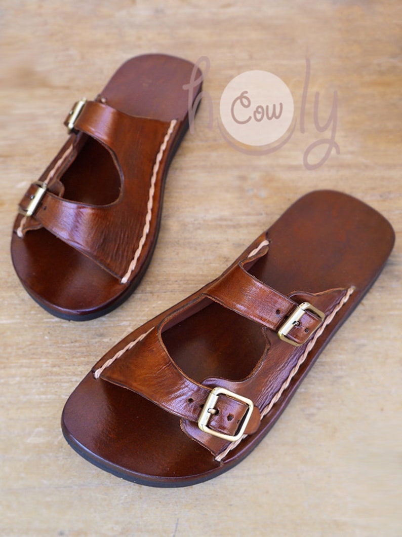 mens brown sandals leather