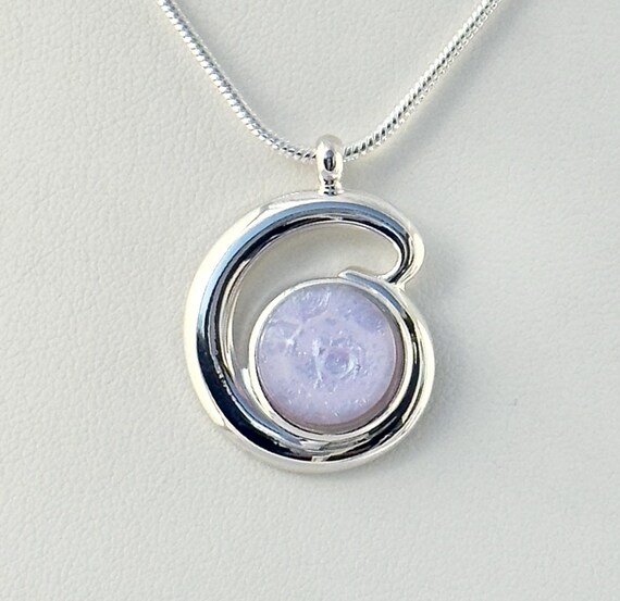Dichroic Fused Glass Silver Pendant Necklace